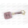 Брелок для ключей CHANEL квадрат розовый со стразами AV