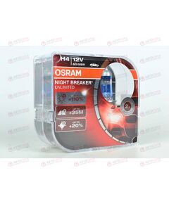 Лампа галоген 12В H4 60/55 Ватт P43t Night Breaker Unlimited (пласт/кор 2 шт) OSRAM