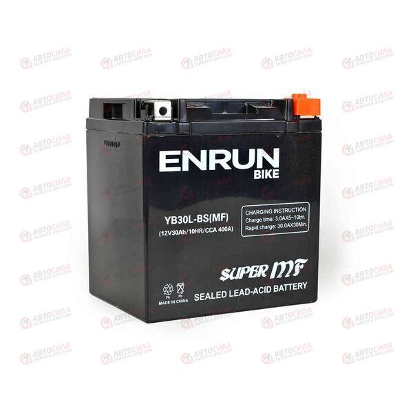 АКБ ENRUN MOTO 12V/30Ah (R+) (MF) (AGM) (пт 400) (YB30L-BS) (166x127x175) (1шт, уп.2 шт)
