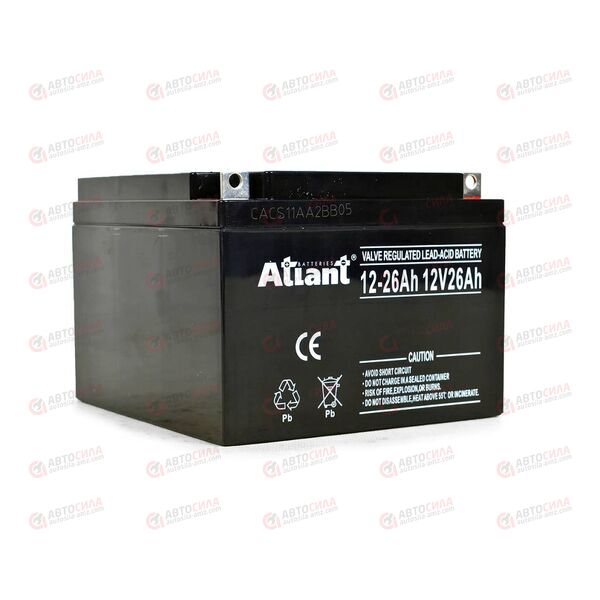 АКБ ИБП ATLANT 12V/26Ah (R+) (0) SMF (166x175x125) (1шт, уп 1 шт)