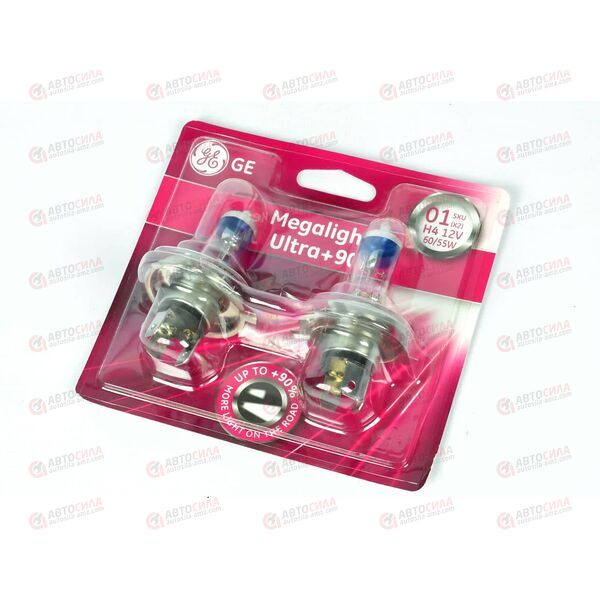 Лампа галоген 12В H4 60/55 Ватт P43t Megalight Ultra (+90%) (2шт) GENERAL ELECTRIC