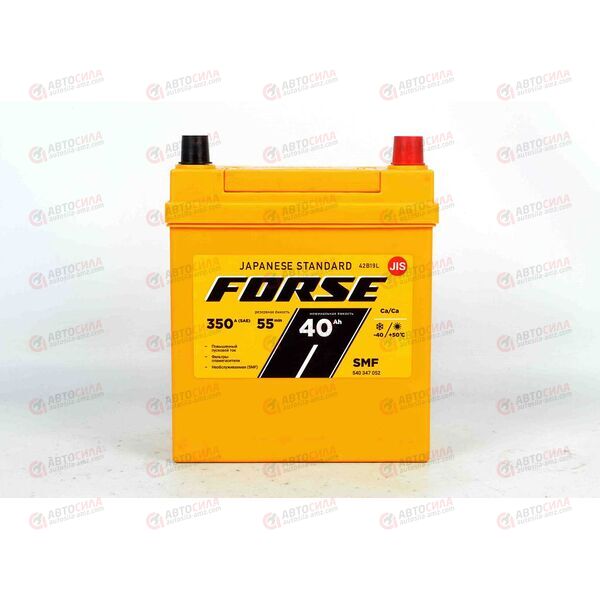 Аккумулятор 40VL FORSE ASIA (R+) (0) SMF т.кл (пт 350)(187х127х220) без н.креп. 2022 год , изображение 2