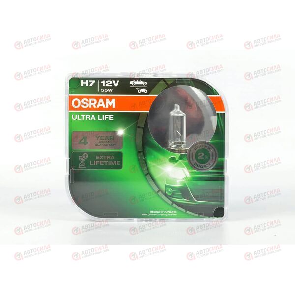 Лампа галоген 12В H7 55 Ватт PX26d Ultra Life (пласт/кор 2 шт) OSRAM, изображение 2