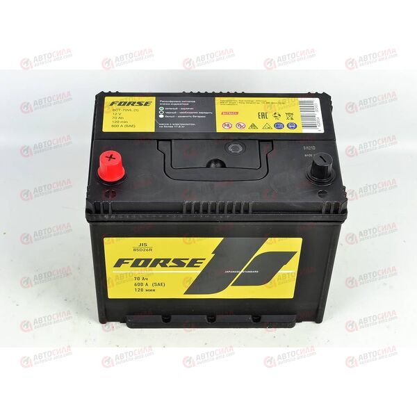 Аккумулятор 70VL FORSE ASIA (L+) (1) SMF (пт 600)(258х172х220) 2020 год КОРЕЯ, изображение 3