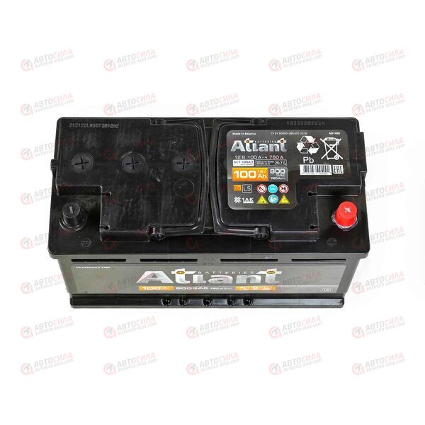 АКБ 100VL ATLANT Black (R+) (0) (пт 760)(353х175х190) 2023 год, изображение 3