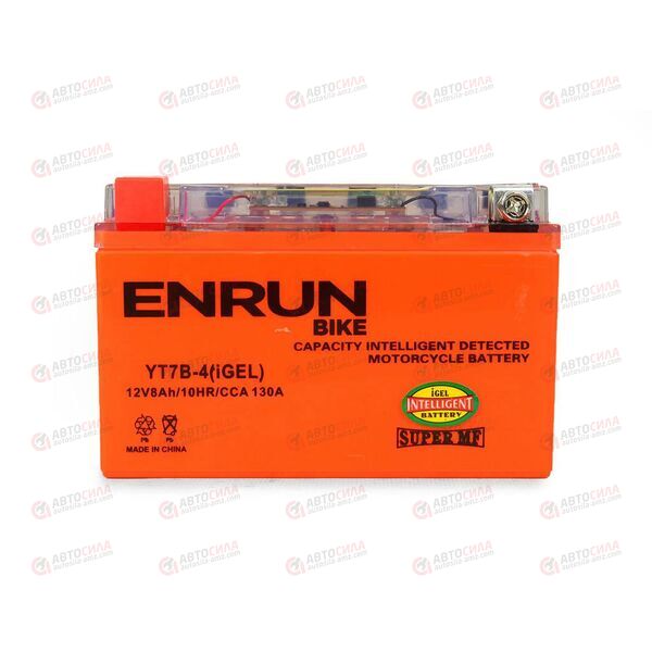АКБ ENRUN MOTO 12V/8Ah (R+) (MF) (I-GEL) (пт 130) (YT7B-4) (150x65x94) (1шт, уп.10 шт) , изображение 2