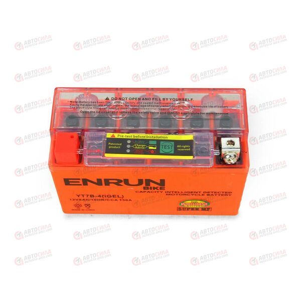 АКБ ENRUN MOTO 12V/8Ah (R+) (MF) (I-GEL) (пт 130) (YT7B-4) (150x65x94) (1шт, уп.10 шт) , изображение 3