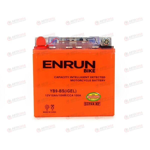 АКБ ENRUN MOTO 12V/10Ah (L+) (MF) (I-GEL) (пт 100) (YB9-BS) (137x76x134) (1шт, уп.8 шт), изображение 2
