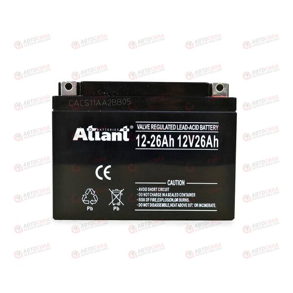 АКБ ИБП ATLANT 12V/26Ah (R+) (0) SMF (166x175x125) (1шт, уп 1 шт), изображение 2