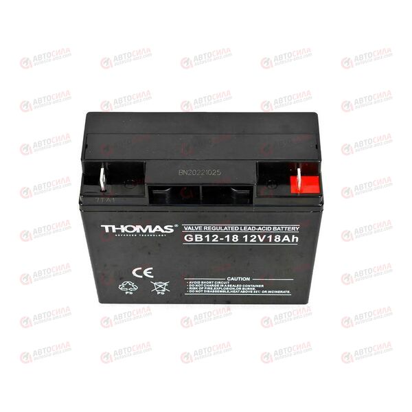АКБ ИБП THOMAS 12V/18Ah (R+) (0) SMF (181x77x167) (1шт, уп 2 шт), изображение 3