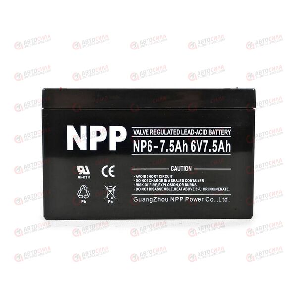 АКБ ИБП NPP 6V/7,5Ah (L+) (1) SMF (151x34x94/100) (1шт, уп 10 шт), изображение 2