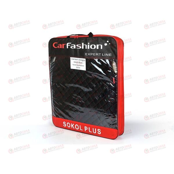 Накидки на сидение (полный комплект) SOKOL PLUS черный/красный CARFASHION, изображение 2