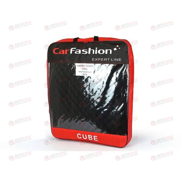 Накидки на сидение (полный комплект) CUBE лен черный CARFASHION, изображение 2