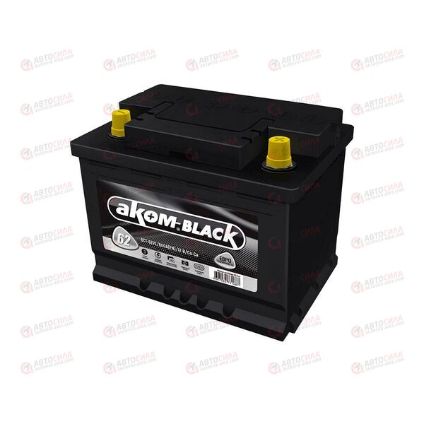 АКБ 62VL АКОМ BLACK (R+) (0) (пт 600)(242х175х190) 2025 год